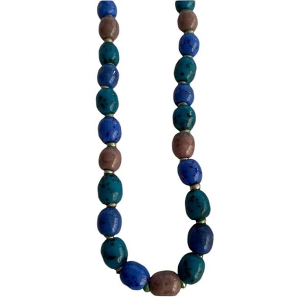 Blue/Teal/Pink Beaded Necklace - Picture 1 of 6